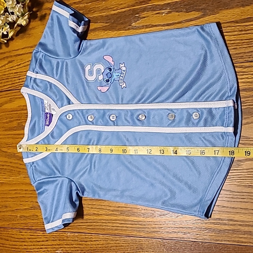Disney Blue Lilo & Stitch Ohana Kids Baseball Shirt - Size 5 - Picture 6 of 7